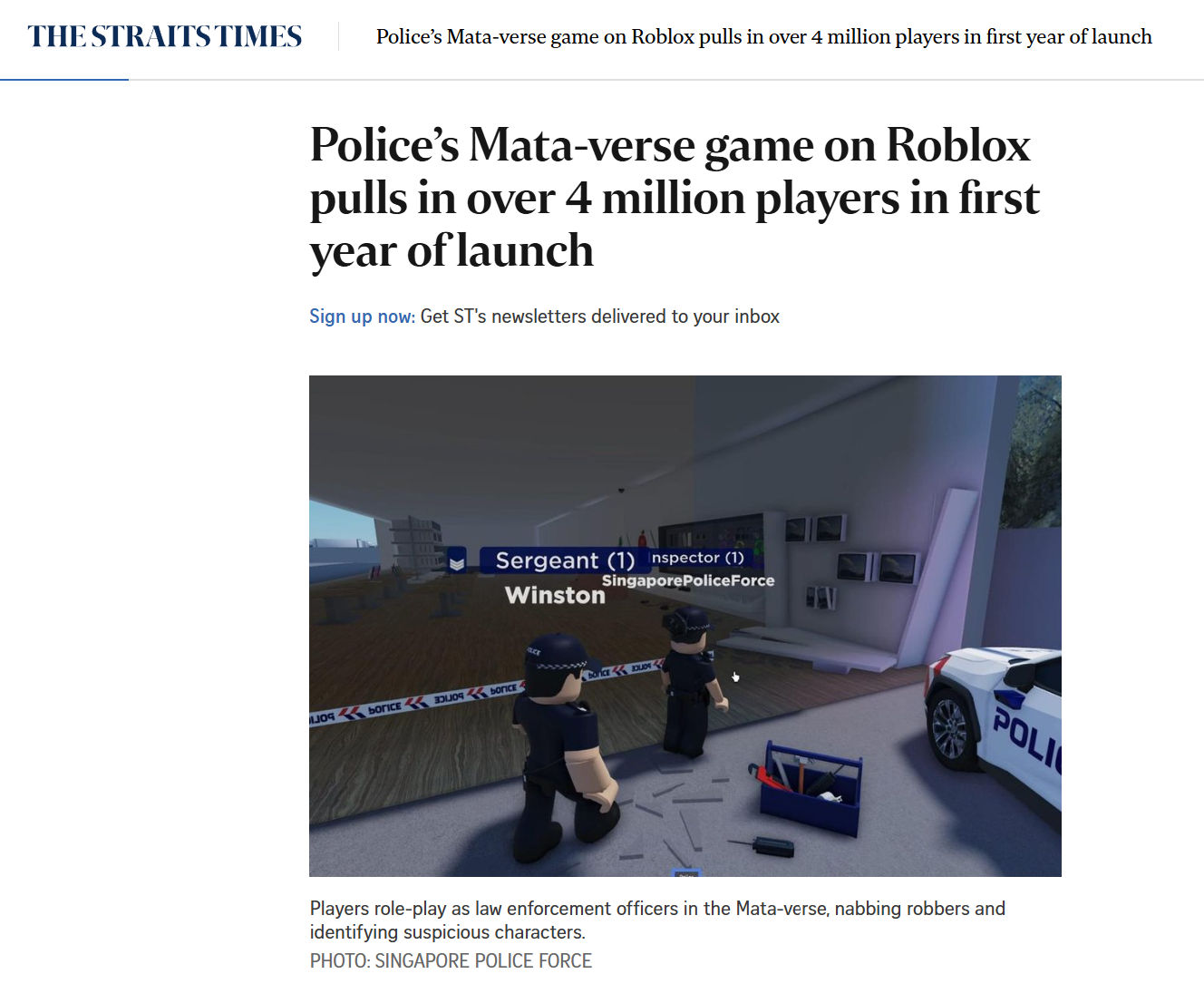 Straits Times Article about Mata-verse