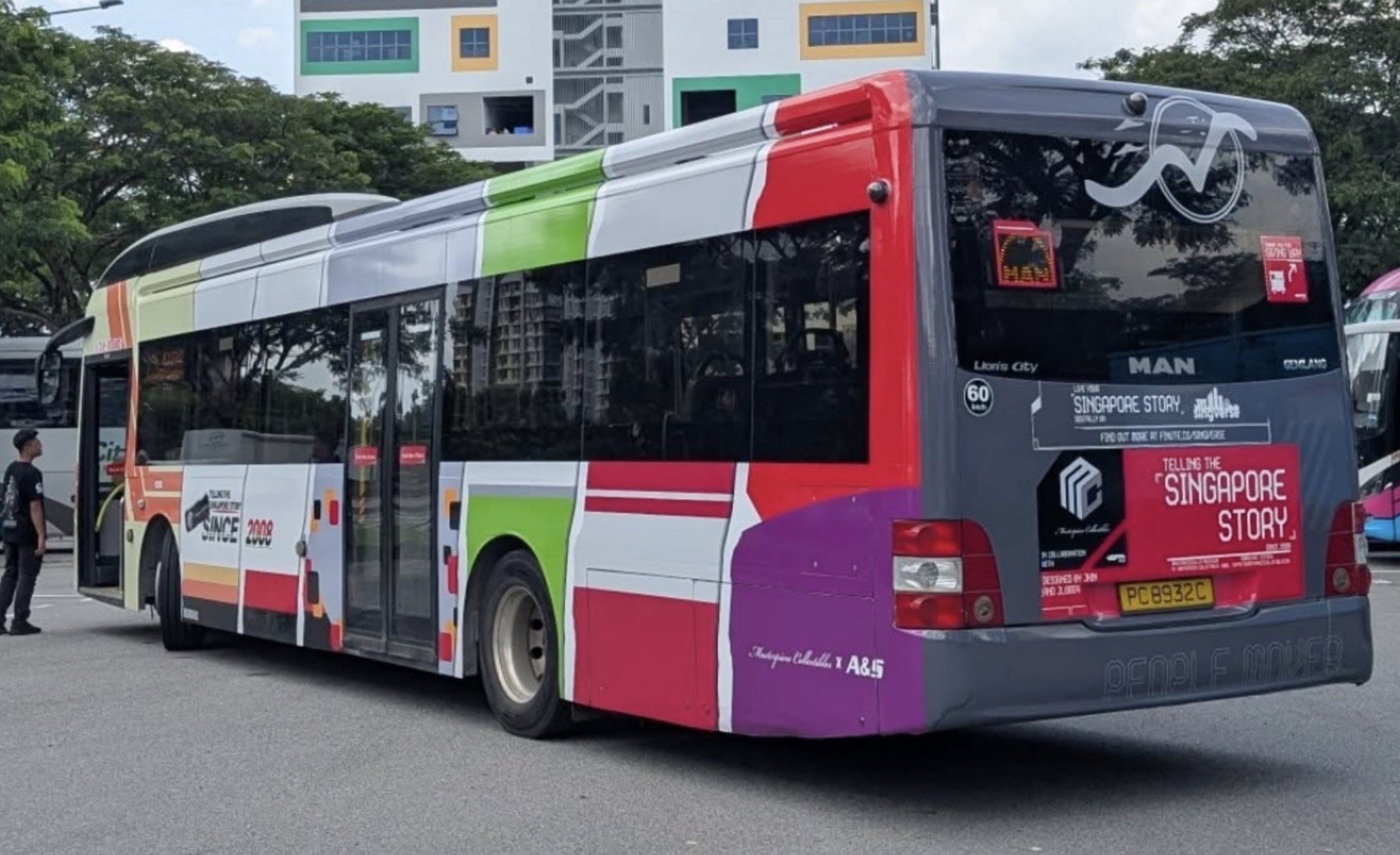 Real A&S Transit Singapore Story bus — Singverse logo on rear livery