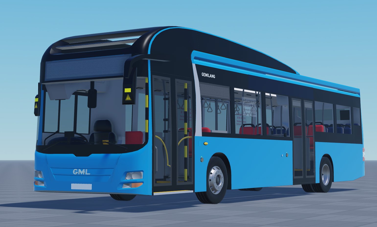 Gemilang single-deck blue front view