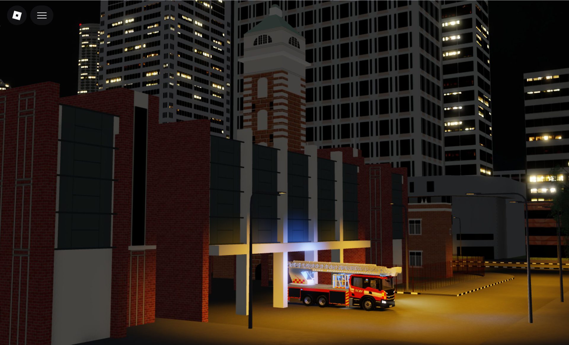 SCDF fire engine at Central Fire Station at night