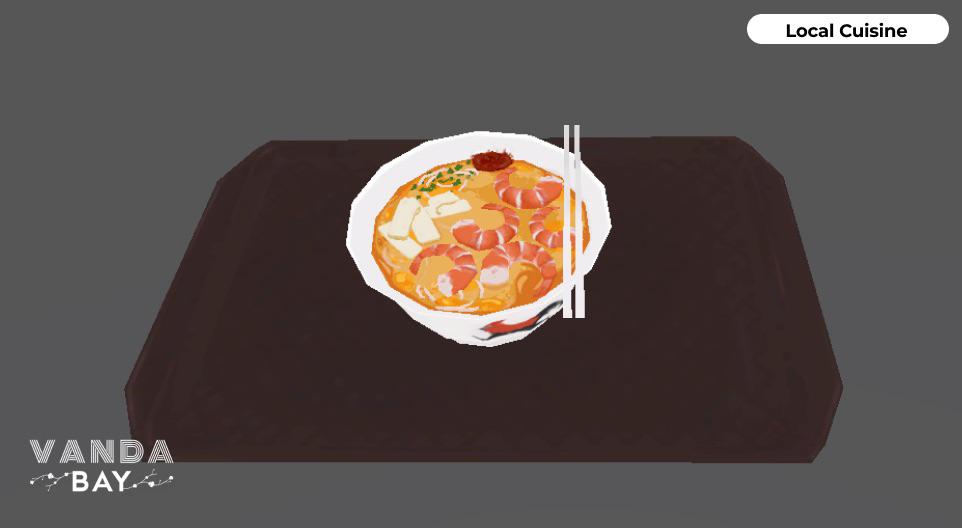 Photorealistic laksa in Singaporeverse