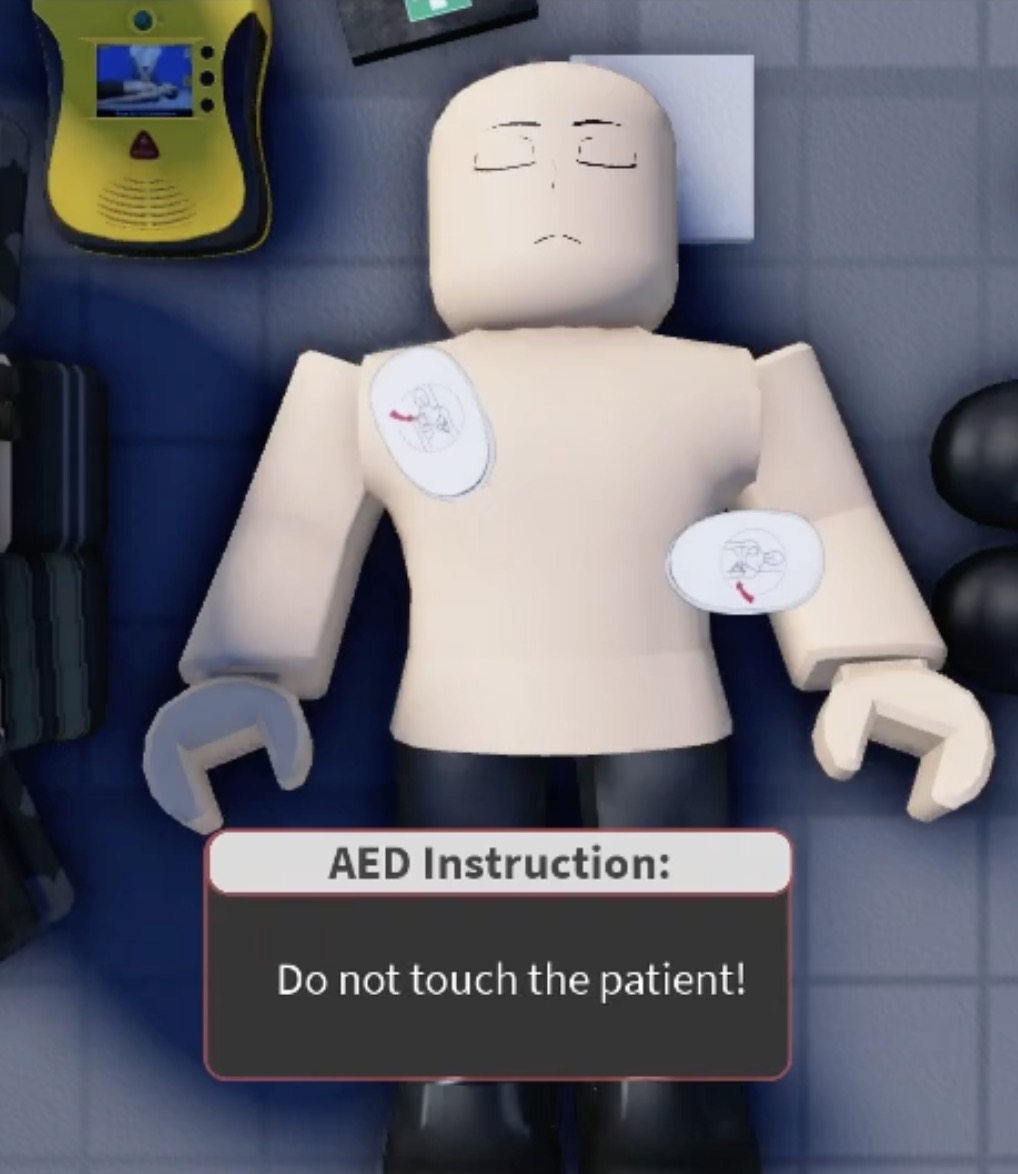 Applying AED pads with on-screen instructions in Singverse