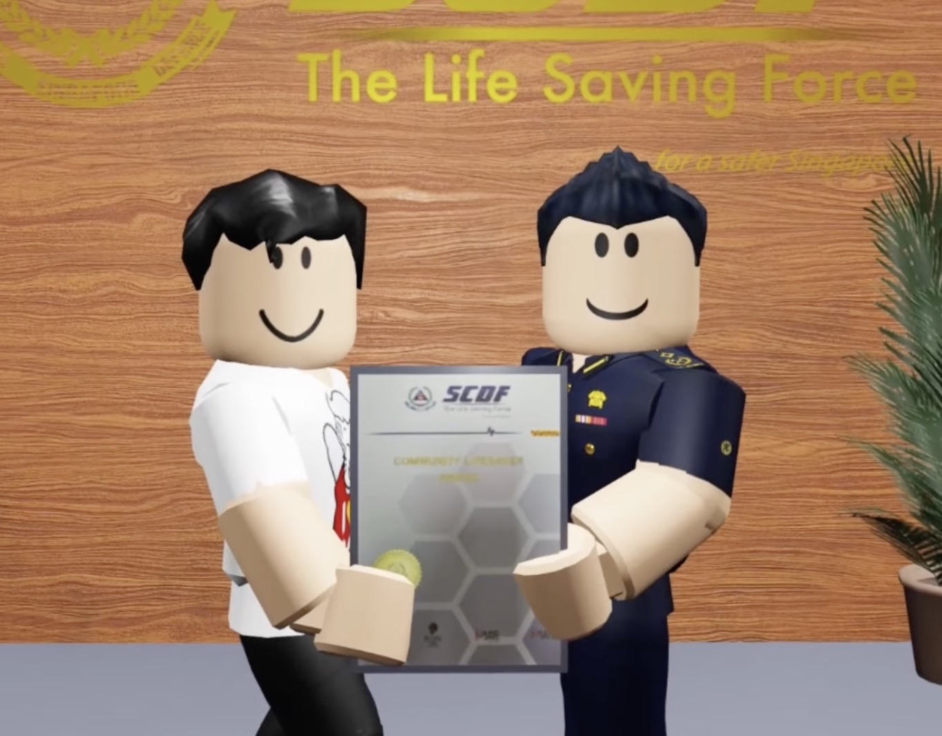 Receiving the virtual SCDF Community First Responder Award in Singverse