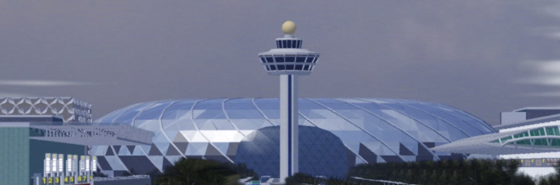 Changi Airport control tower and terminal in Singverse