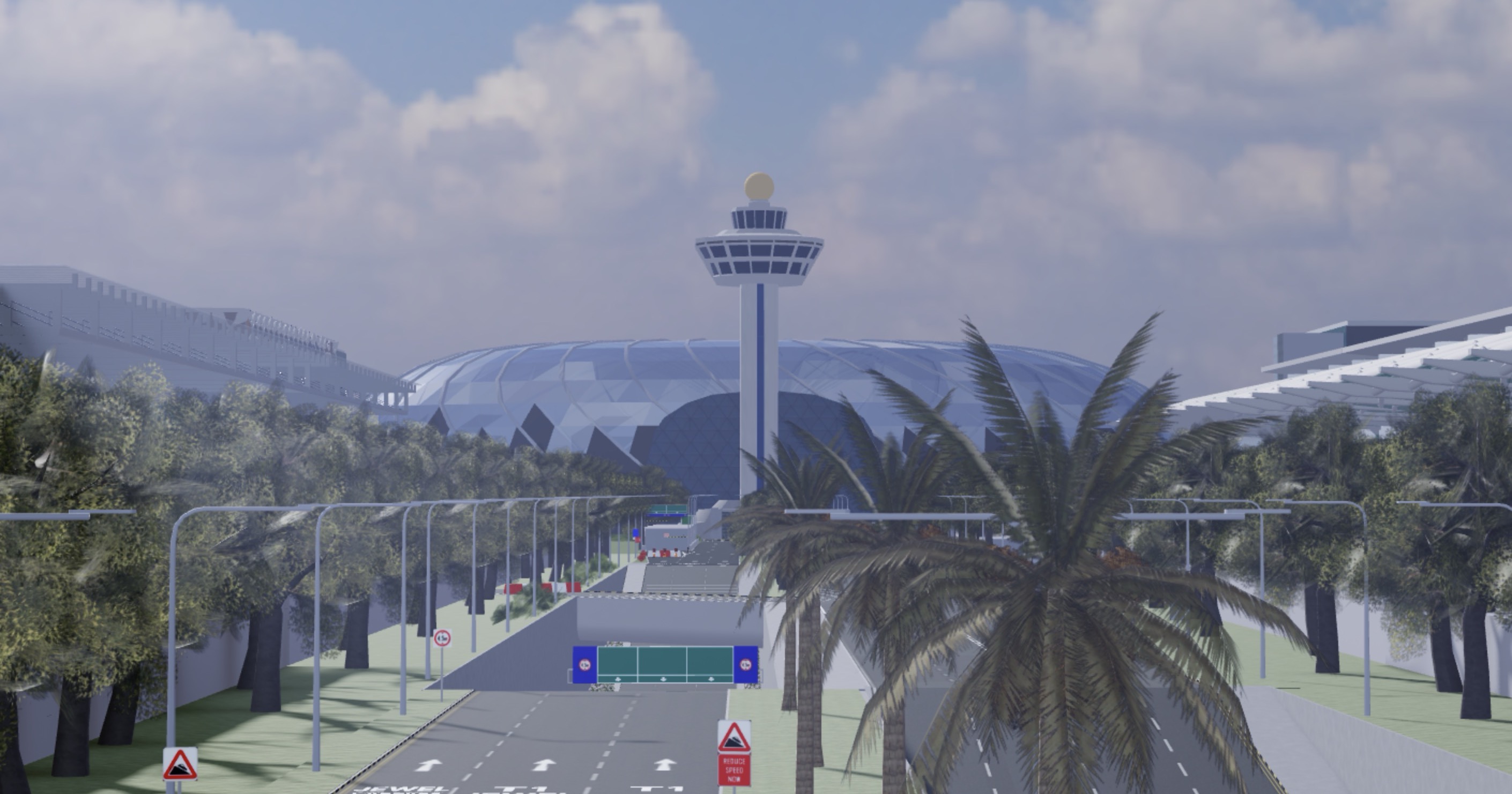 Changi Airport control tower and terminals in Singverse