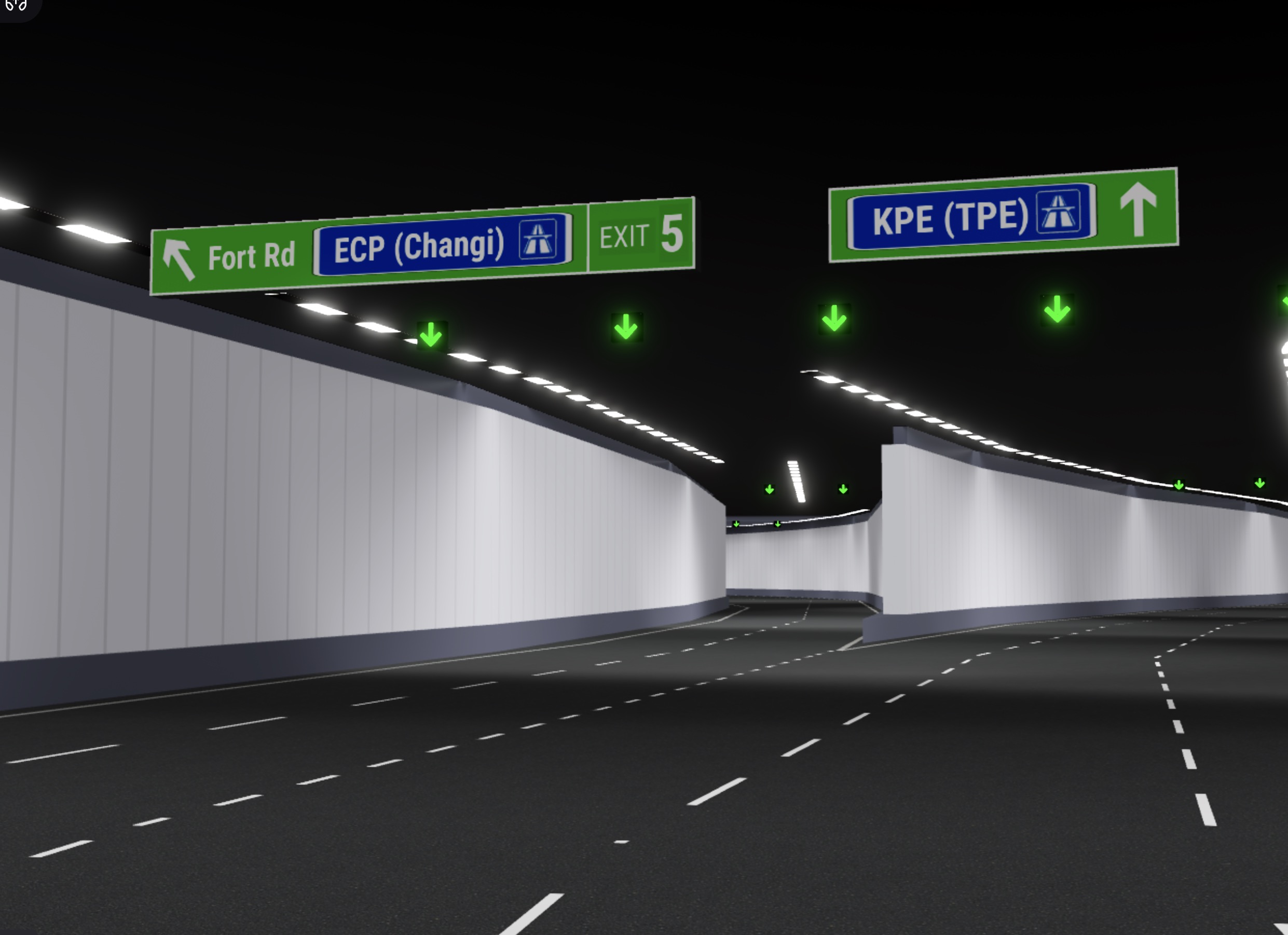 MCE undersea tunnel with expressway signage in Singverse