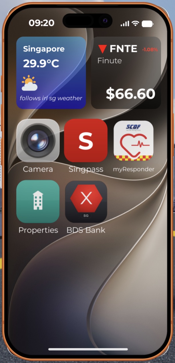 In-game phone showing the SCDF myResponder app in Singverse
