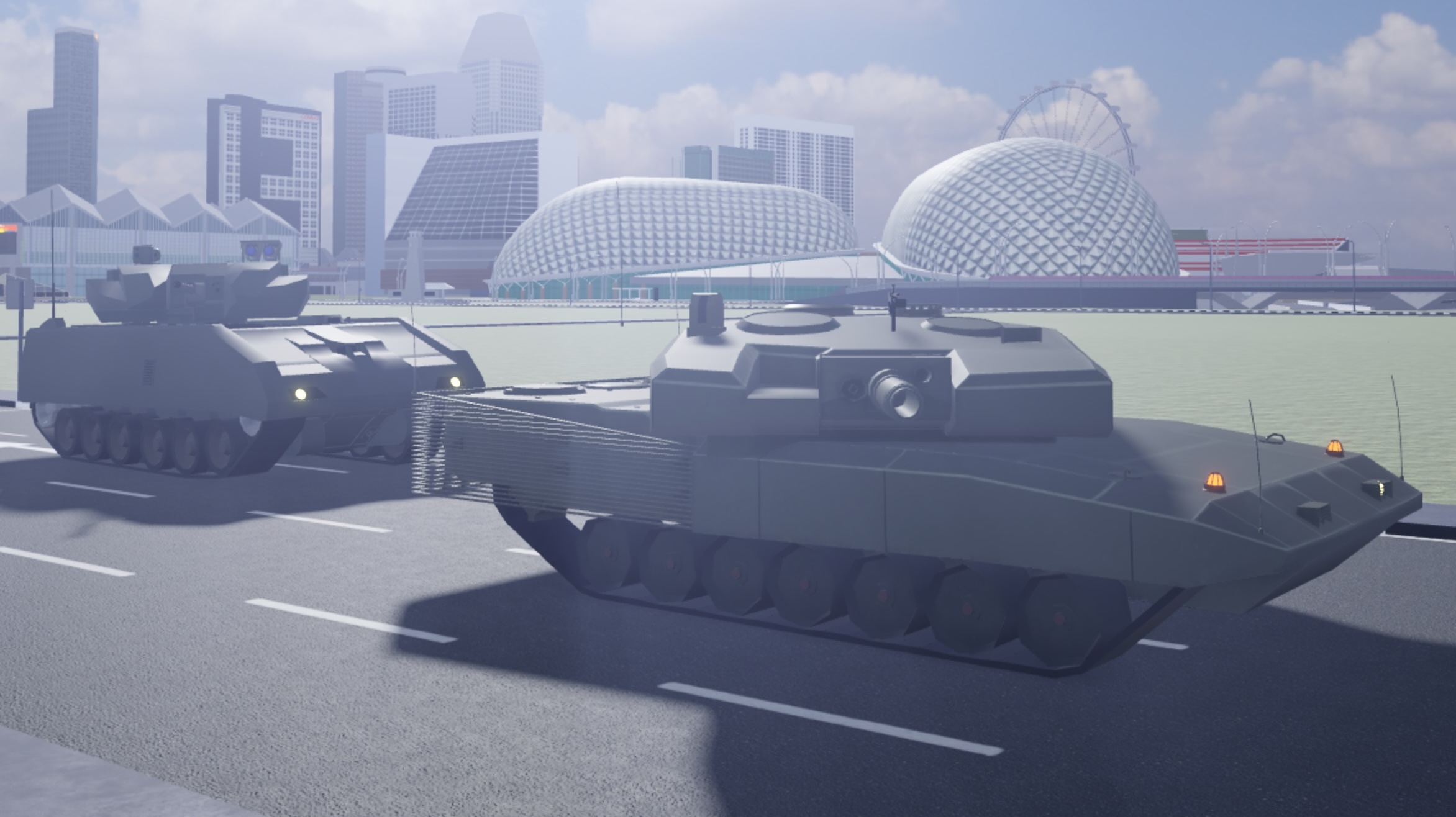 SAF Leopard 2 tank and Hunter AFV in the mobile column in Singverse