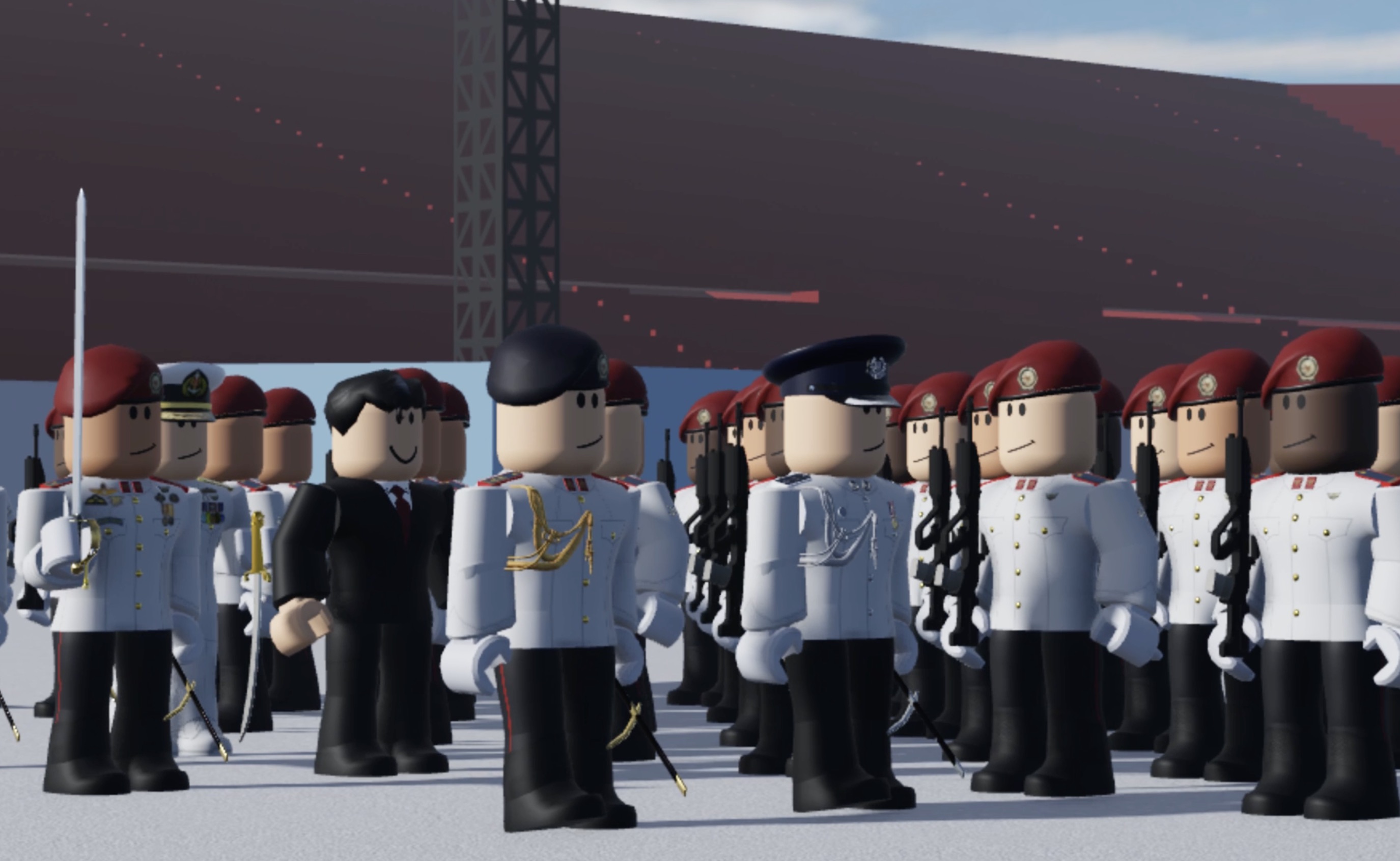 SAF officers in ceremonial dress on parade in Singverse
